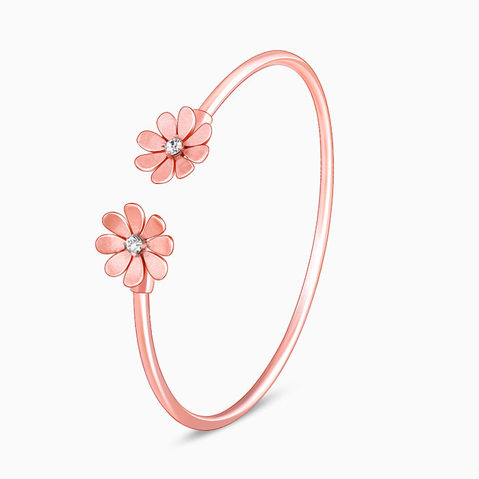 Rose Gold Blooming Daisy Cuff Bracelet