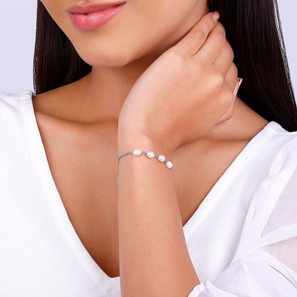 Silver Pearl Glance Bracelet