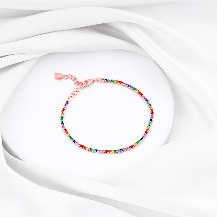 Rose Gold Celebratory Colours Tennis Bracelet