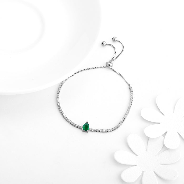 Silver Joy of Green Tennis Bracelet