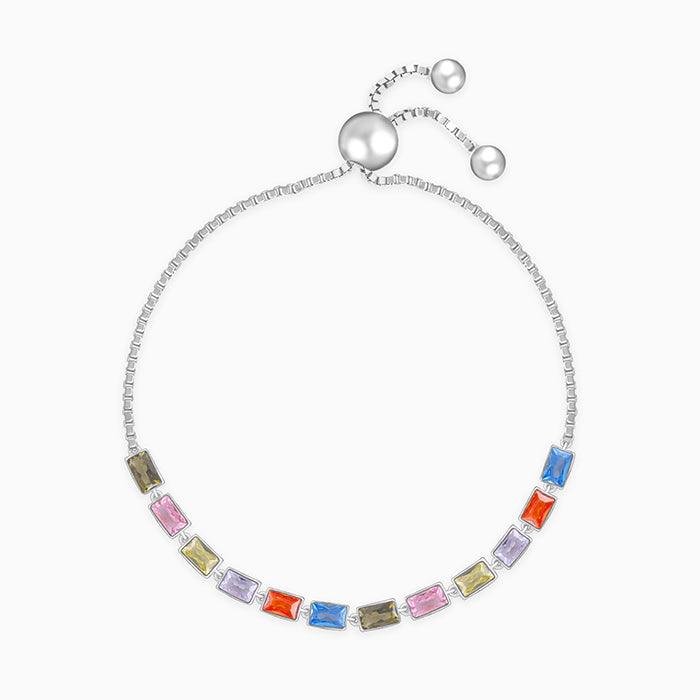 Silver Colourful Square Bracelet