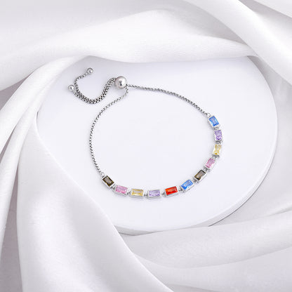 Silver Colourful Square Bracelet