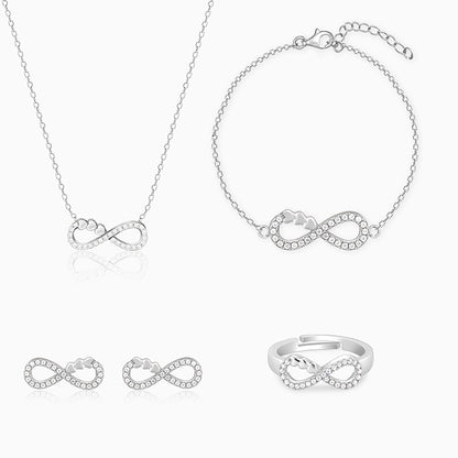 Silver Infinity Heart Set Of Four