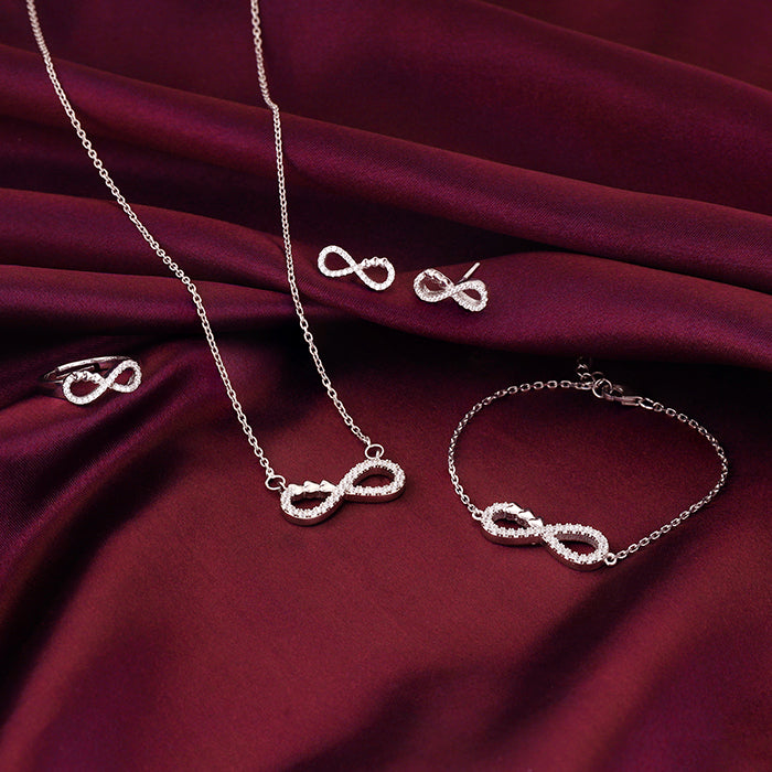 Silver Infinity Heart Set Of Four