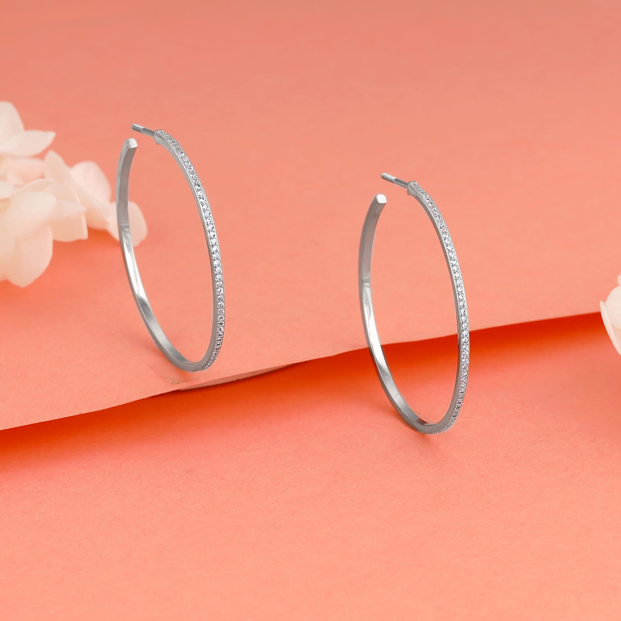 Silver shops Studded Hoop Earrings