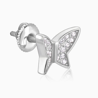 Silver Zircon Shining Butterfly Studs