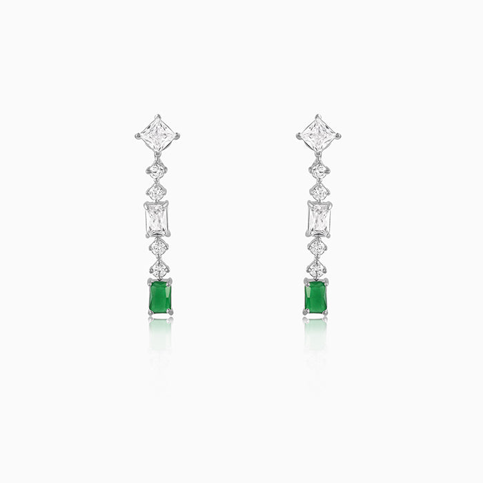 Silver Artful Green Earrings