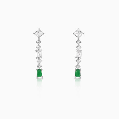 Silver Artful Green Earrings