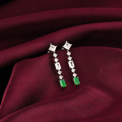 Silver Artful Green Earrings