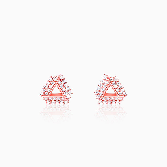 Rose Gold Zircon Triangle Stud Earrings