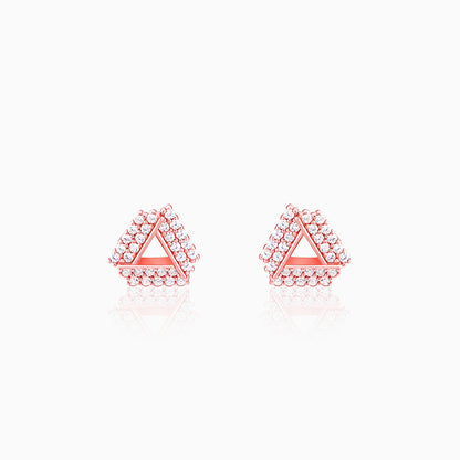 Rose Gold Zircon Triangle Stud Earrings