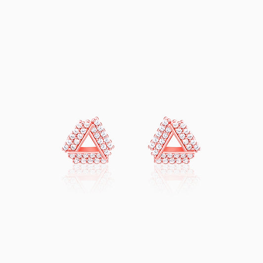 Rose Gold Zircon Triangle Stud Earrings