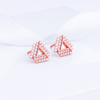 Rose Gold Zircon Triangle Stud Earrings