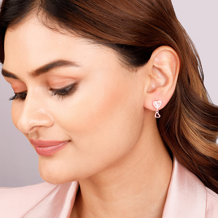 Rose Gold Magical Heart Earrings