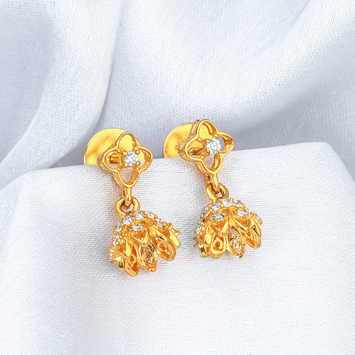 Golden Mystic Floral Jhumki Earrings