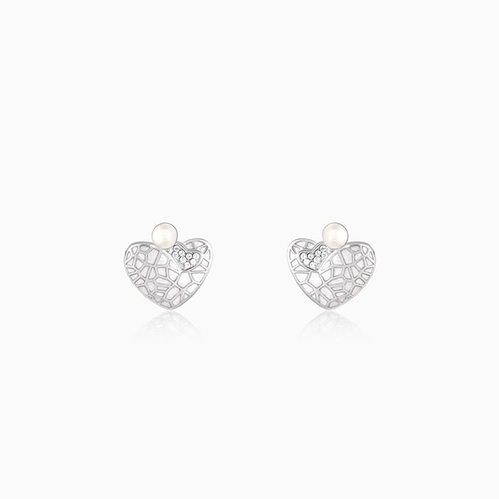 Silver Ethereal Heart Earrings