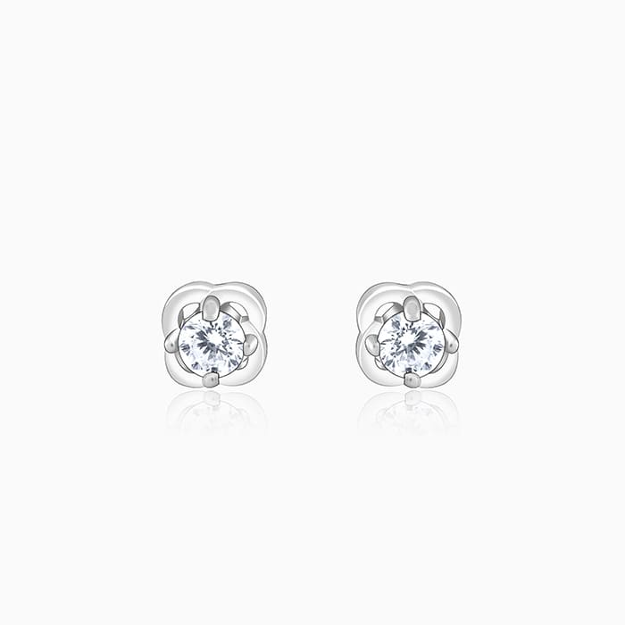 Silver Bloomfire Zirconia Earrings