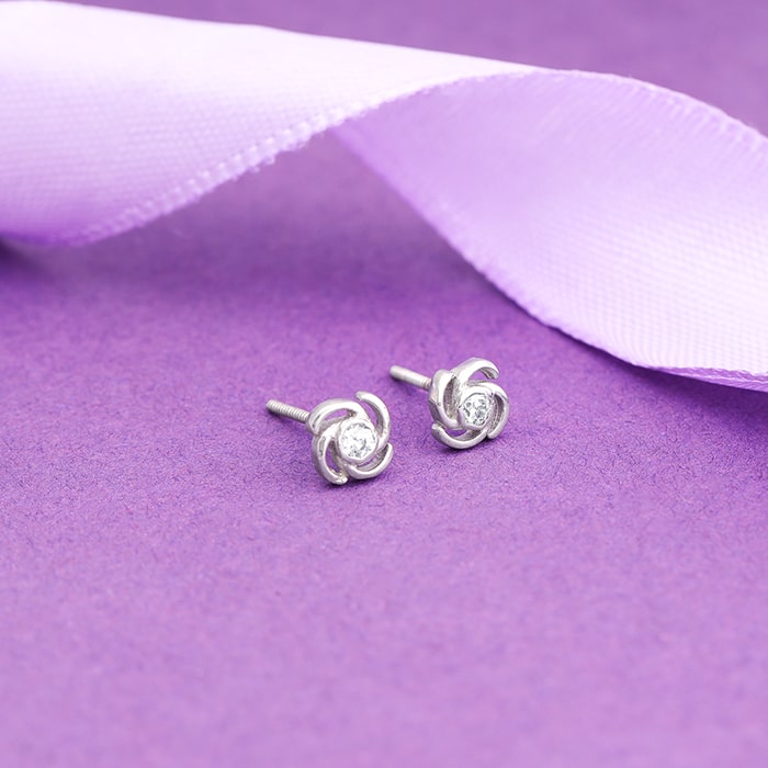 Small Leaf Engraved 92.5 Sterling Silver Earrings For Daily Wear