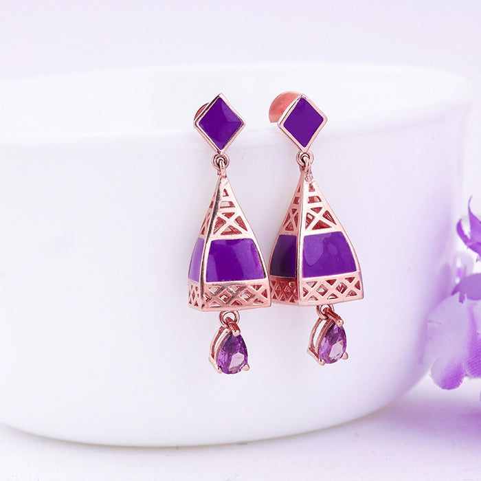 Rose Gold Dream Tower Teardrop Earrings