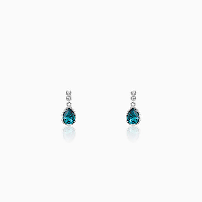 Silver Turquoise Blue Tear Drop Earrings