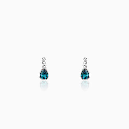 Silver Turquoise Blue Tear Drop Earrings