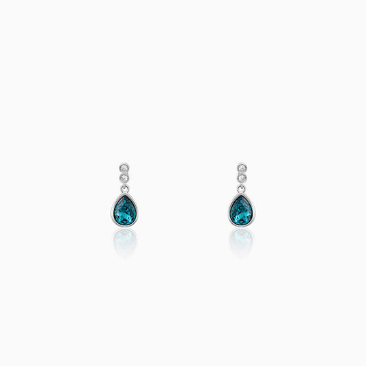 Silver Turquoise Blue Tear Drop Earrings