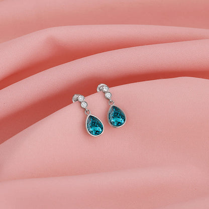 Silver Turquoise Blue Tear Drop Earrings