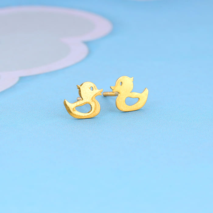 Golden Duck Stud Earrings