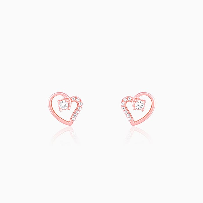 Rose Gold Beautiful Heart Earrings