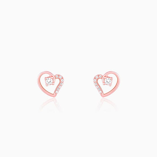 Rose Gold Beautiful Heart Earrings