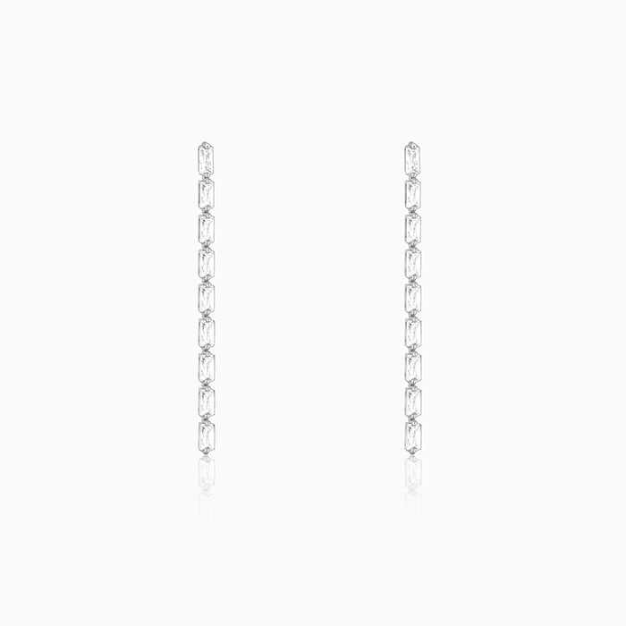 Silver Line of Zircon Dangler Earrings