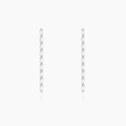 Silver Line of Zircon Dangler Earrings