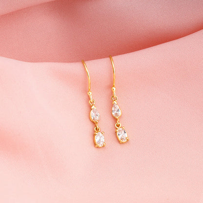 Golden Zirconium Moments Dangler Earrings