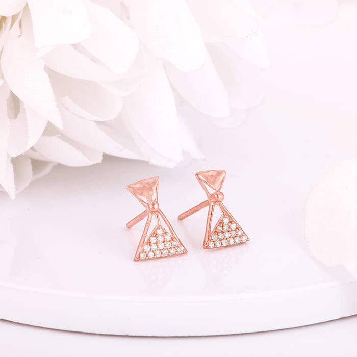 Rose Gold Triangular Elegance Earrings