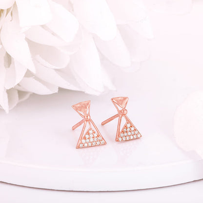 Rose Gold Triangular Elegance Earrings