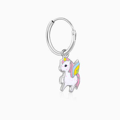 Silver Colourful Unicorn Kids Hoop Earrings (4-12 yrs)