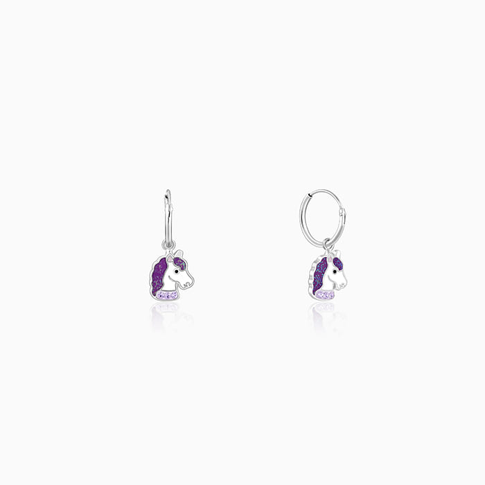 Silver Wishful Unicorn Kids Hoop Earrings (4-12 yrs)