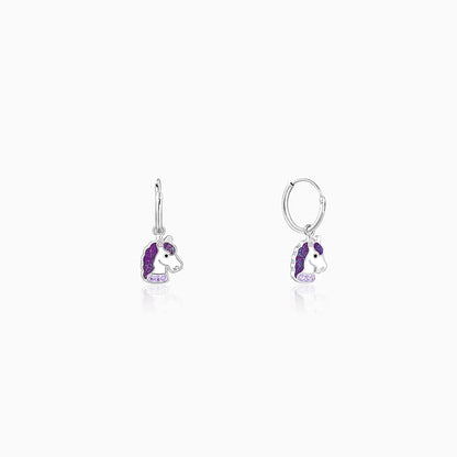 Silver Wishful Unicorn Kids Hoop Earrings (4-12 yrs)