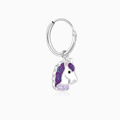 Silver Wishful Unicorn Kids Hoop Earrings (4-12 yrs)