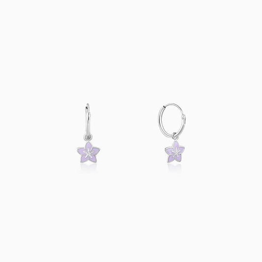 Silver Pretty Petunia Kids Hoop Earrings (4-12 yrs)