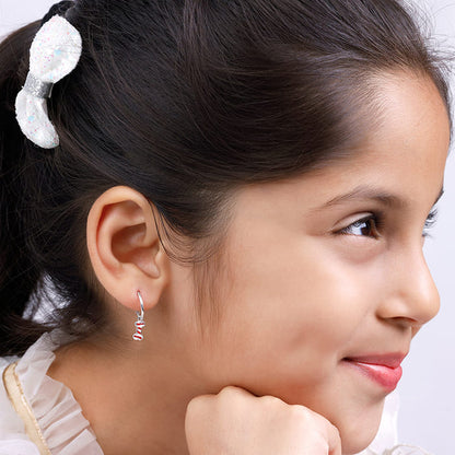 Silver Dog Bone Kids Hoop Earrings (4-12 yrs)