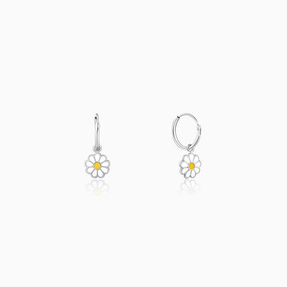 Silver Daisy Kids Hoop Earrings (4-12 yrs)