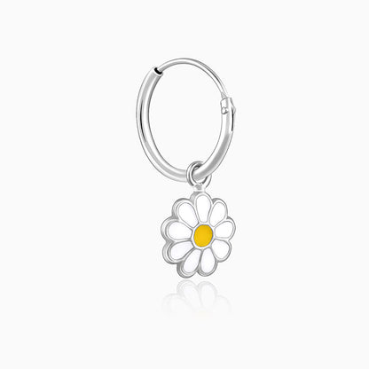 Silver Daisy Kids Hoop Earrings (4-12 yrs)