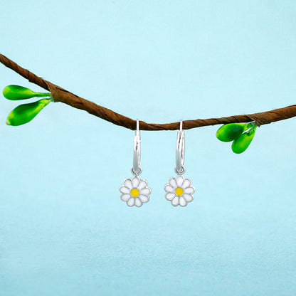 Silver Daisy Kids Hoop Earrings (4-12 yrs)