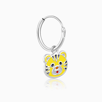 Silver Tiger Cub Kids Hoop Earrings