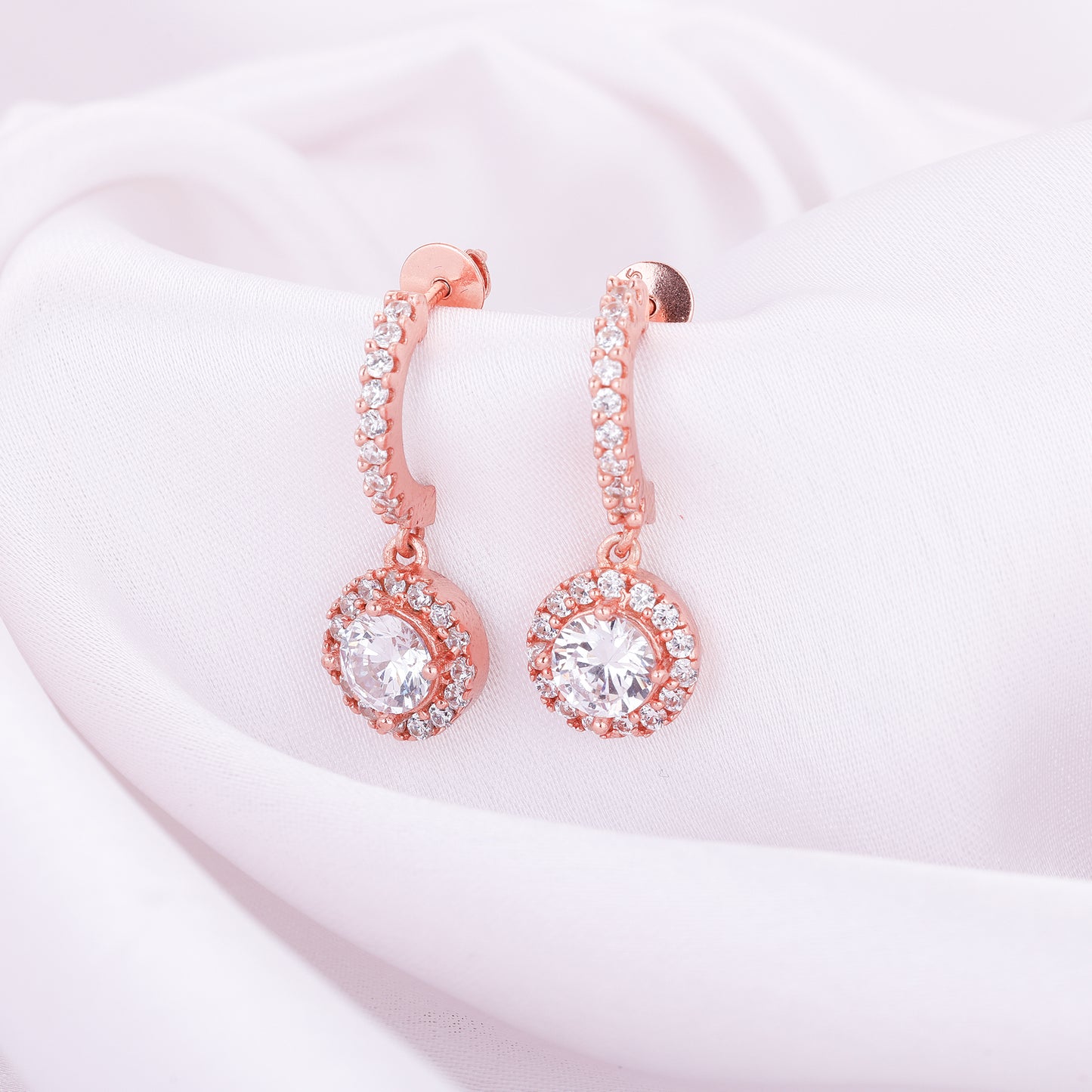 Rose Gold Zircon Drizzle Drop Earrings