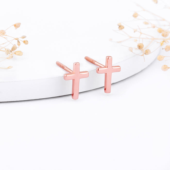 Stainless Steel Hoop Pierced Cross Earrings in 4 Styles