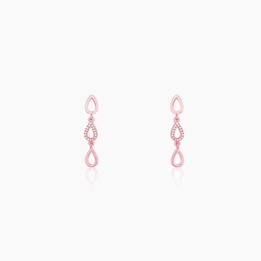 Rose Gold Zircon Studded Marquis Earrings