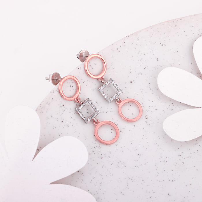 Silver and deals rose gold earrings