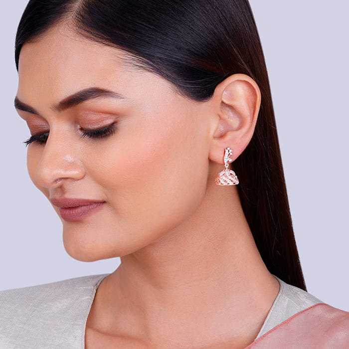 Rose Gold Ajmer Jhumki Earrings